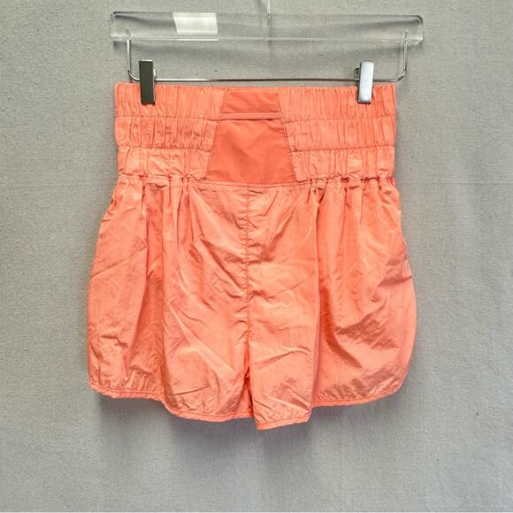 Free People The Way Home Shorts in Papaya Punch size large high waist smocked - Picture 4 of 15